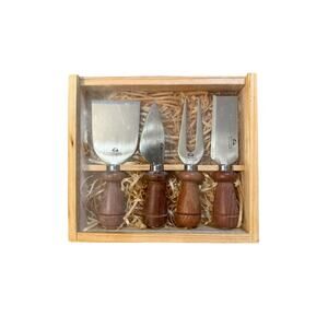 Chicago Cutlery 4-Pc Stainless Cheese Knife Snack Spreader Charcuterie Set Wood